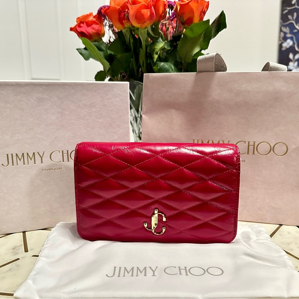 Jimmy Choo Red Quilted Leather Crossbody bag